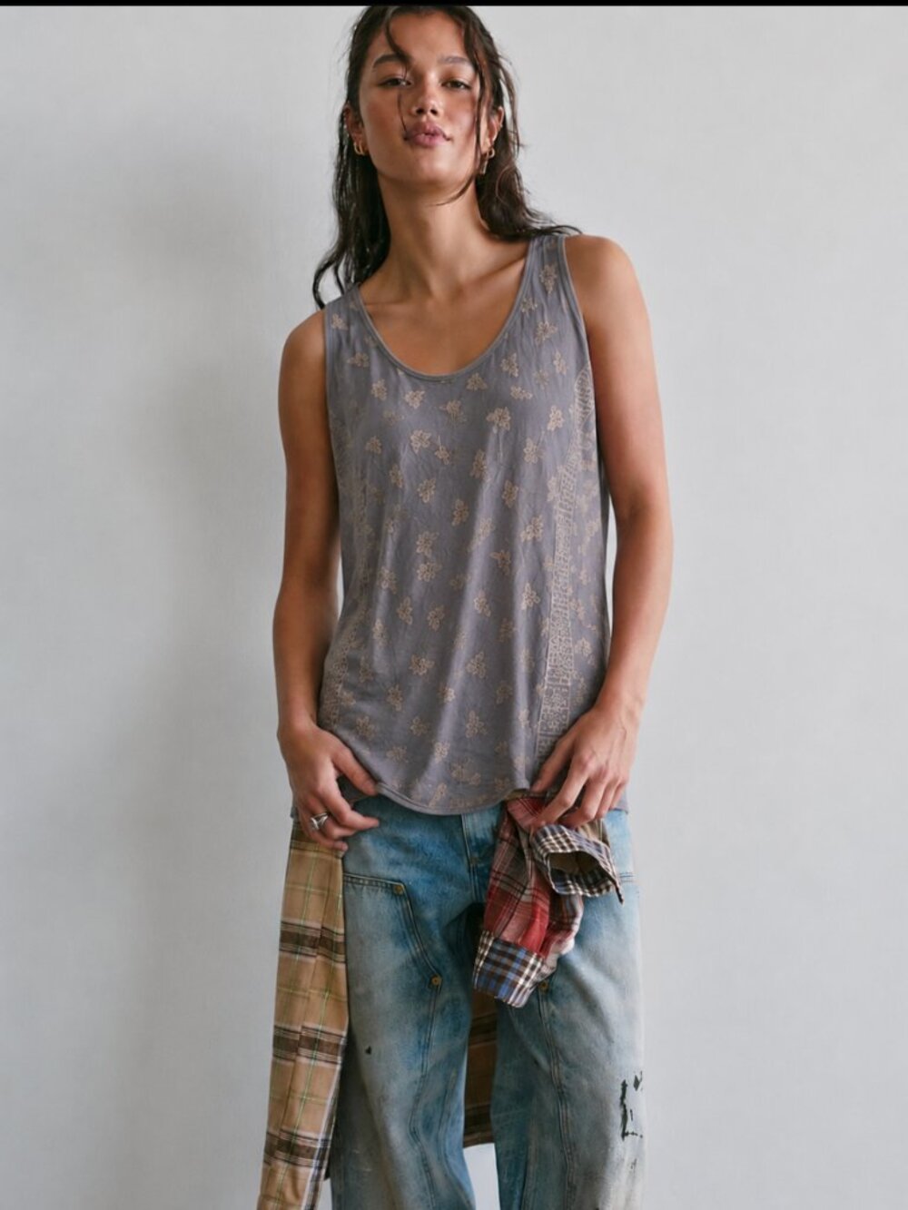 JOHNNY WAS EMBROIDERED TANK TOP